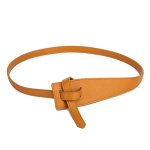 Brauner Leder-Taillengürtel mit Litschi-Textur und minimalistischem Knotendesign für Damen