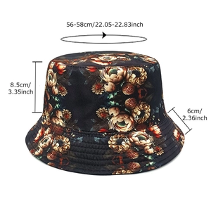 Floral print bucket hat with dimensions 56-58cm for outdoor sun protection