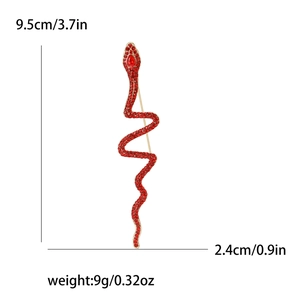 Luxurious red rhinestone snake brooch for suits with 9.5cm height and weight parameters