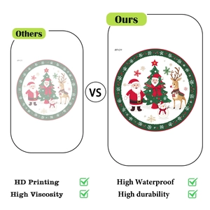 Detailansicht des hochauflösenden Drucks und der Wasserfestigkeit für Weihnachtssticker