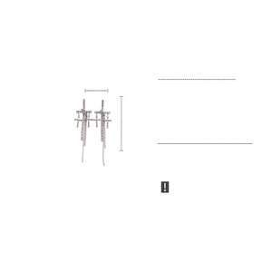 Detail view of 14cm long silver cross tassel earrings with sparkling rhinestones