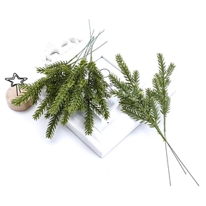 Artificial pine needles with red berries for Christmas home table floral decorations