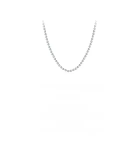 Detailed view of polished sterling silver beads on a minimalist choker necklace chain