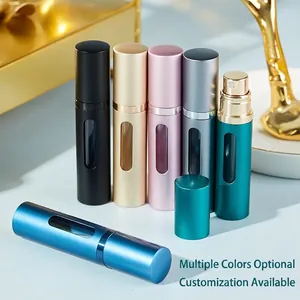 Portable 5ml refillable glass perfume spray bottles in six assorted metallic colors
