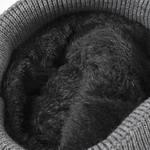 Bonnet en tricot d'hiver avec doublure polaire noire épaisse pour chaleur et isolation