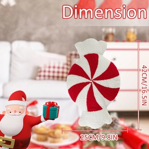 Weihnachts-Süßigkeitenkissen mit Flügeln, rot-weiß gestreiftes Plüschkissen, 42 cm
