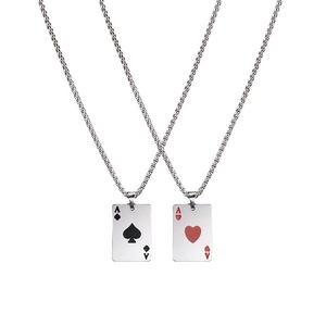Pendenti creativi a forma di carta da poker Asso di Picche e di Cuori in acciaio al titanio