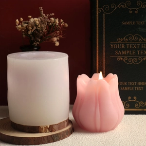 Stampo in silicone a forma di tulipano con candela rosa per decorazione fai-da-te