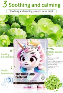 Detail showing MOIKA Unicorn soothing facial mask with centella and sodium hyaluronate