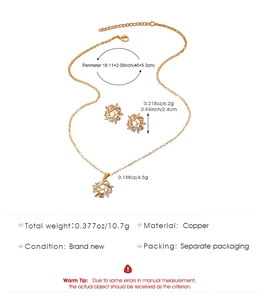 Details zu Halskette und Ohrringen mit Kristall-Schneeflocken in Gold aus Kupfer