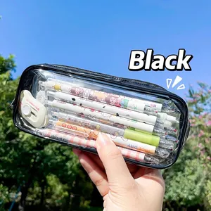 Clear Pencil Case Large Capacity PVC Waterproof Zipper Stationery Bag Student School Office Supply Organizer INS Style