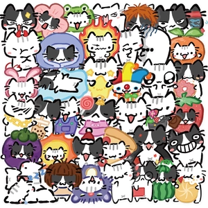 Lot de 54 autocollants chats de dessin animé en PET transparent pour agendas