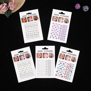 Face Gems Stickers Self Adhesive Acrylic Resin Rhinestone For Makeup Body Nail Hair Festival Party Decoration Multi Shape
