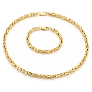 Minimalist 18k gold plated square link pig nose chain necklace and bracelet jewelry set