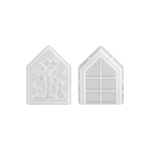 Hollow rabbit lamp silicone mold set for DIY resin house gift box and plaster crafts