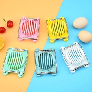 Multipurpose plastic egg slicer with metal wires in five vibrant colors for home kitchen
