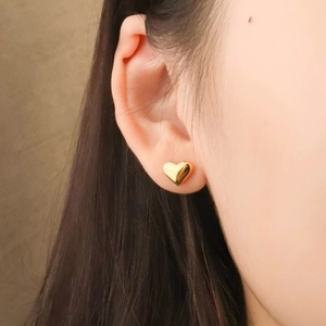 Heart Stud Earrings Stainless Steel Gold Plated Hammered Lava Texture Simple Elegant Vintage Jewelry For Women Waterproof