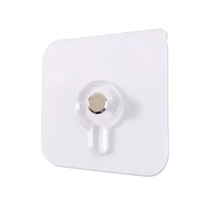 Transparent self-adhesive wall hook with strong square base and metal screw nail