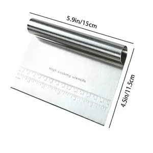 Stainless Steel Dough Scraper Cutter With Measurement Scale Bench Tool For Bread Pizza Pastry Baking Kitchen