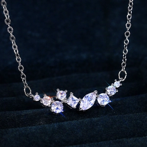 Mixed Cut Cluster Pendant Necklace Copper White Gold Plated AAA Zircon Fashion Minimalist Jewelry For Women Elegant