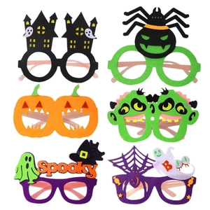 Set of 6 Halloween glasses with pumpkin and ghost designs for costume party props