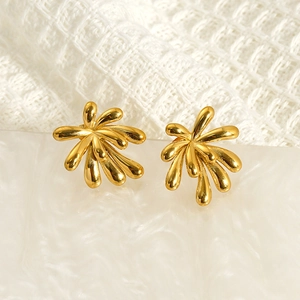Golden irregular firework-shaped earrings in 18k gold-plated stainless steel
