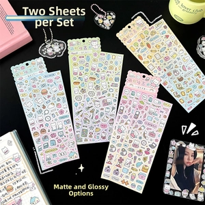Set of two cute cartoon stickers with macaque bear motifs for DIY scrapbooking projects