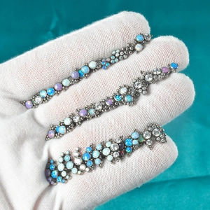 G23 titanium labret studs with triangle opal flower and sparkling zircon stones