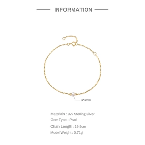 Detailed specs of 925 sterling silver pearl bracelet with size and weight info
