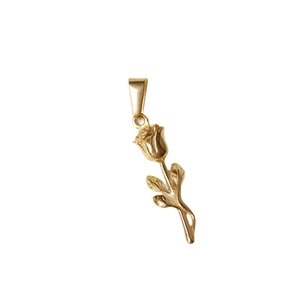 Exquisite 18K gold rose pendant necklace made of stainless steel on white background