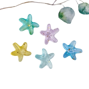 Colorful acrylic gradient starfish beads with gold spots for DIY jewelry making