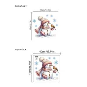 Size chart for Christmas snowman wall sticker with 37x35cm paste effect and 40x40cm layout