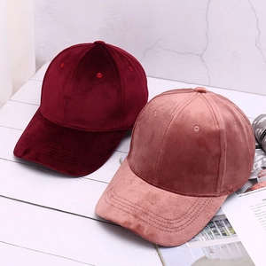 Classic velvet baseball caps in burgundy and dusty pink with three-stitch brim detail