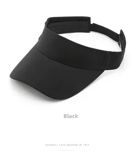 Detail of black sun visor hat featuring reinforced stitching and adjustable back strap