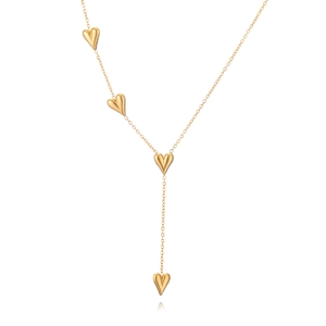 Elegant gold heart pendant necklace with Y-shape chain made of durable stainless steel