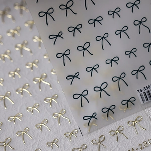 Bow-knot Nail Art Stickers PET 3D Embossed Self Adhesive Minimalist INS Style DIY Manicure Decoration For Women Elegant