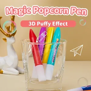 3D puff popcorn pens set of 4 colors for creative DIY drawings with heating expansion effect
