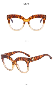 Dettaglio montatura per occhiali cat-eye TR90 tartarugata con rivetti in metallo