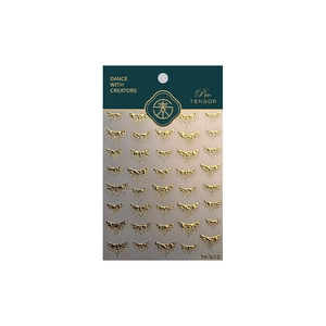 Golden 3D liquid drip nail art stickers with metallic relief design on a premium card