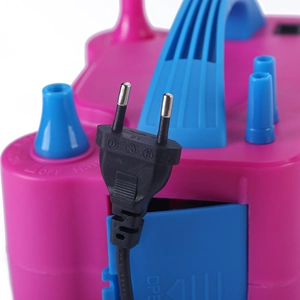 Close-up detail showing the European standard power plug of this electric balloon pump