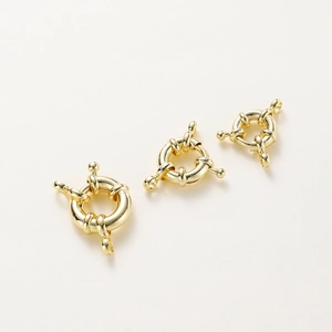 Three gold-plated 14K nautical spring clasps for DIY jewelry necklace making