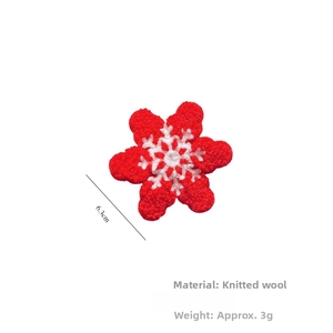 Detail of 6.3cm red knitted snowflake hair clip with white pattern for Christmas accessories