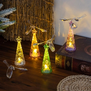 Mini glowing bird Christmas tree desktop decor with colorful LED light effects