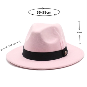 Chapeau fedora en laine rose avec bord de 7cm et tour de tête ajustable 56-58cm
