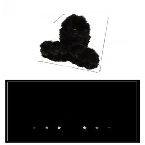Detailed size specifications for a large 9cm black plush hair claw clip with plastic base