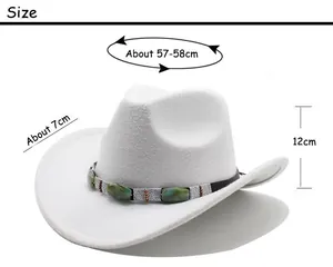 Tableau des tailles pour chapeau de cowboy blanc en laine avec bord de 7cm et tour de 58cm