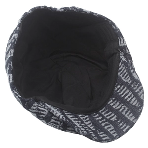 Detailed view of the breathable black inner lining and reinforced brim of a retro newsboy cap
