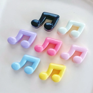 Mini glossy resin music note charms for DIY crafts in multiple vibrant colors