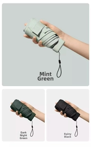 Flat mini sun umbrella in mint green, dark green and black matte portable finishes