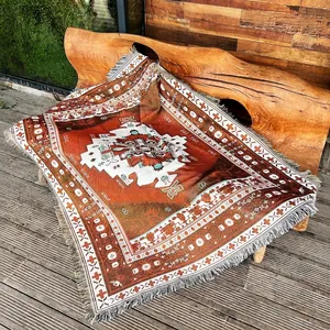 Bohemian Geometric Cotton Woven Throw Blanket With Tassels Ethnic Jacquard For Sofa Bed Couch Camping Outdoor